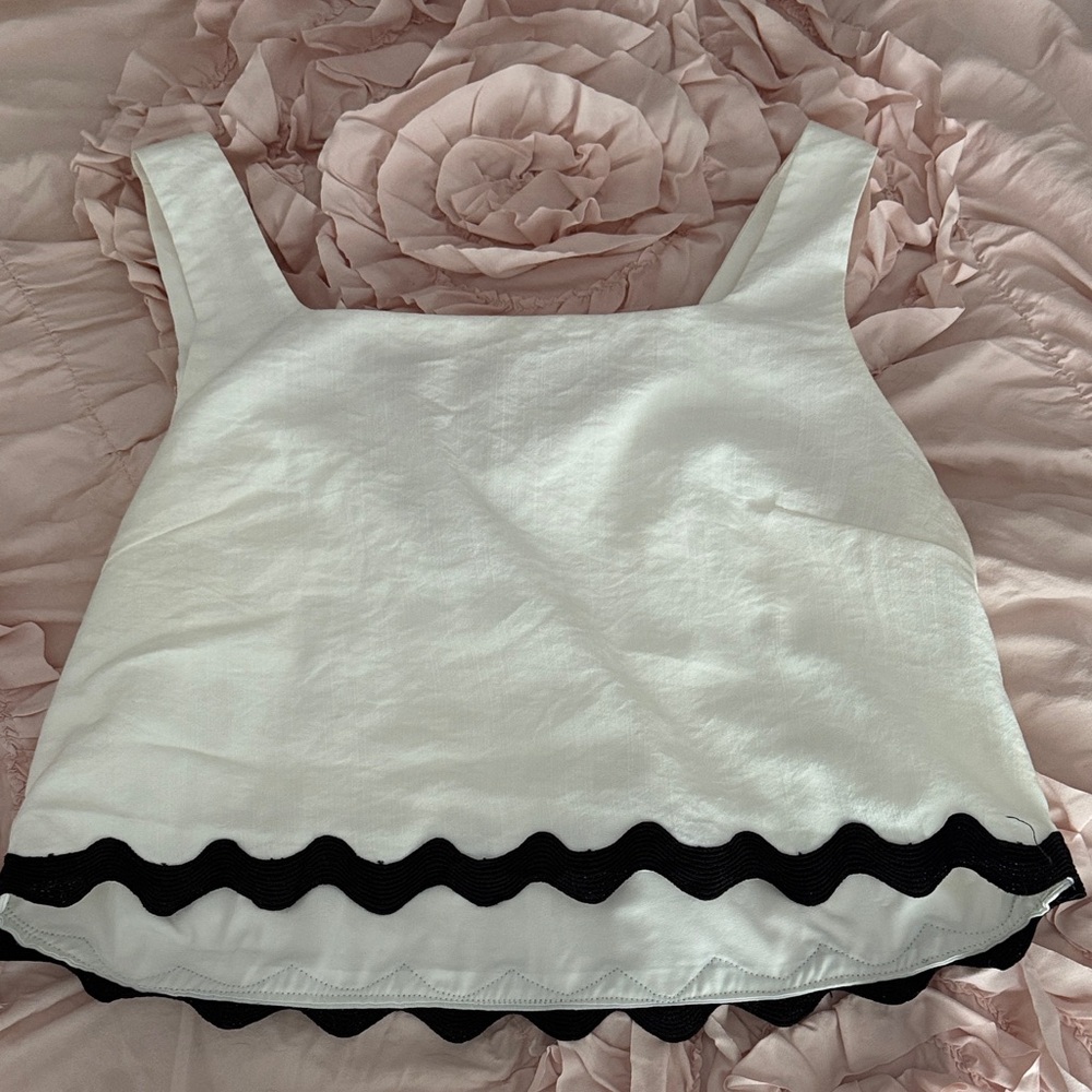 White and Black Trim Set / Women's Top & Maxi Skirt NWOT
